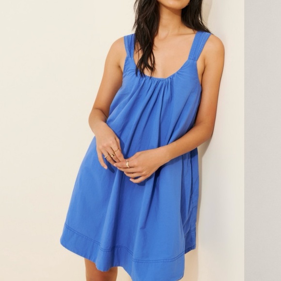 Anthropologie Maeve Vibrant Blue Cross Back Mini Dress - Picture 2 of 9